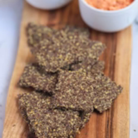 Paprika Cheese Dip with Flaxseed Crackers