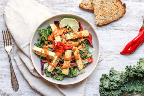 Kale & Tofu Salad With Peanut Butter Dressing