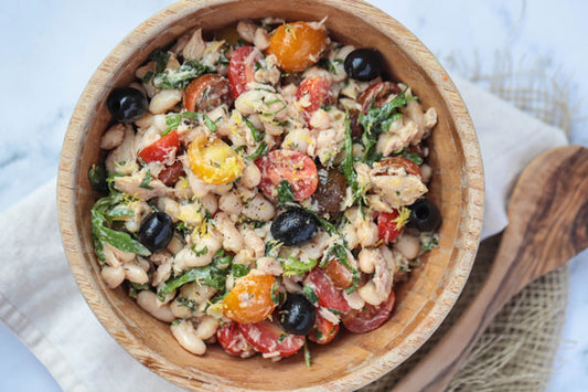 Tuna, Tomato, Black Olives & White Bean Salad